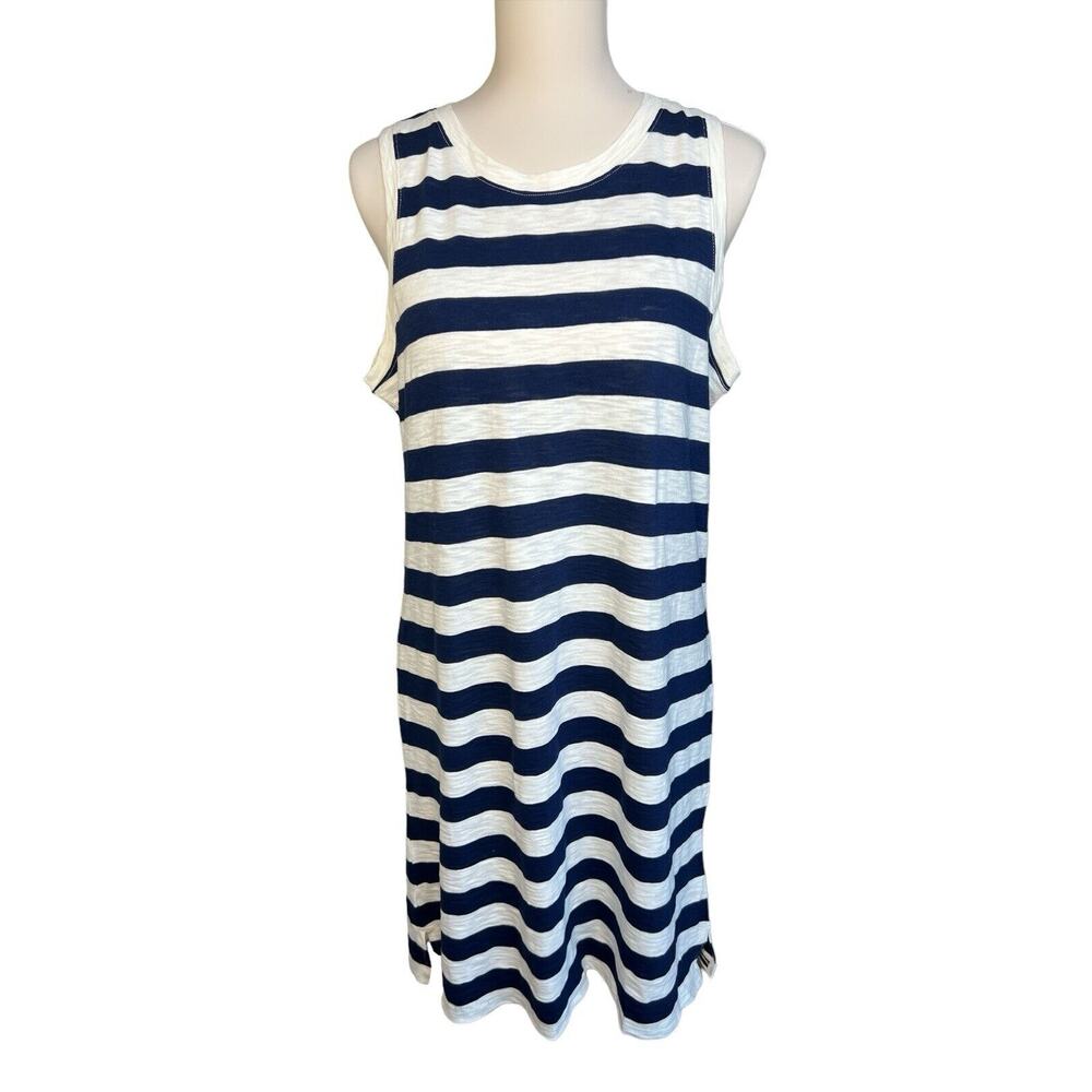 J Crew Dress Women’s Size M Navy Ivory Stripe Knit Tank Dress